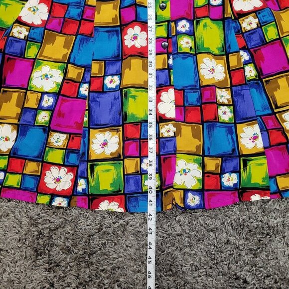 Vintage Liberty by ICI Size M Maxi Dress Blue Floral Button Down Vibrant - Picture 8 of 8